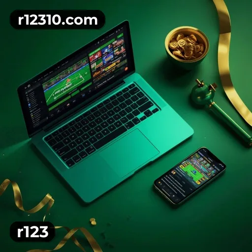 App r123 para iOS e Android — interface mobile, login biométrico e PIX integrado